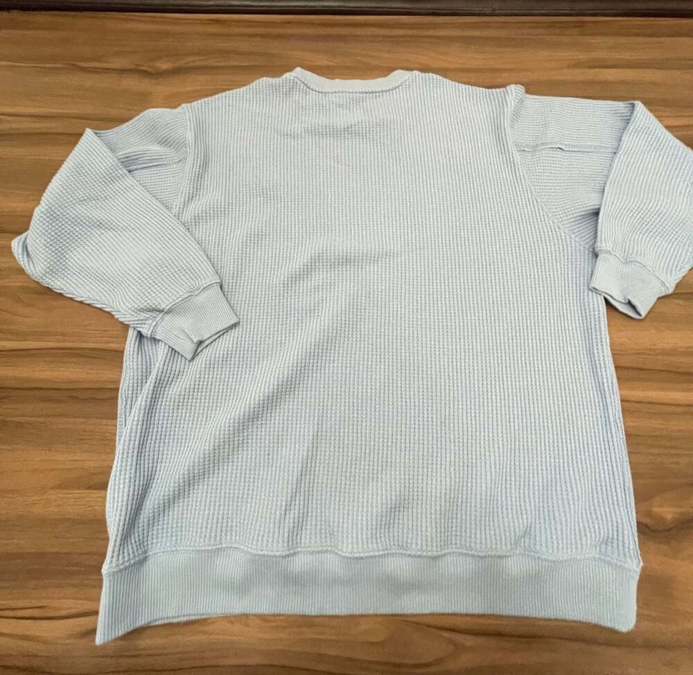 Aerie Waffle Knit Crewneck Sweater Size M Light Blue